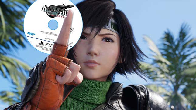 An image shows a FF7 character holding a PS5 copy of the game.