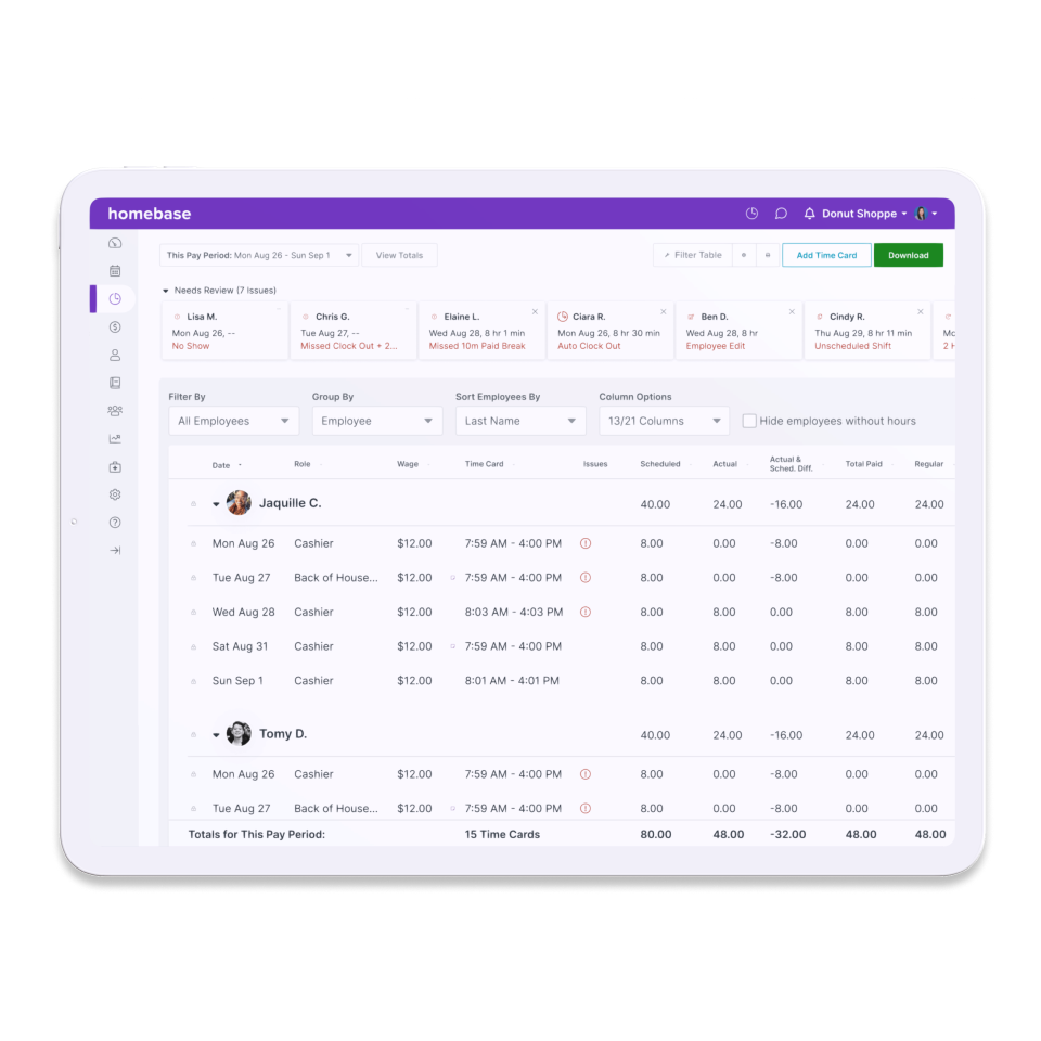 Employee timesheet