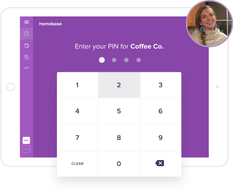 Time clock app punching in employee pin