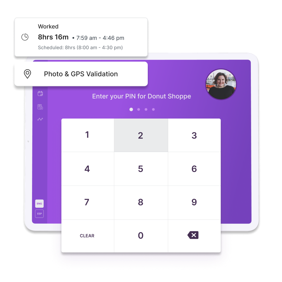 Employee pin pad on table device